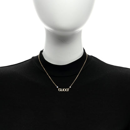 Gucci Metal Glass Pearl GUCCI Letter Necklace Gold 4 of 4