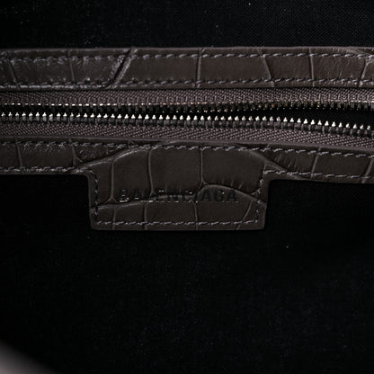 Balenciaga Extra Supple Calfskin Crocodile Embossed Medium Le Cagole Shoulder Bag Medium Grey 5 of 8