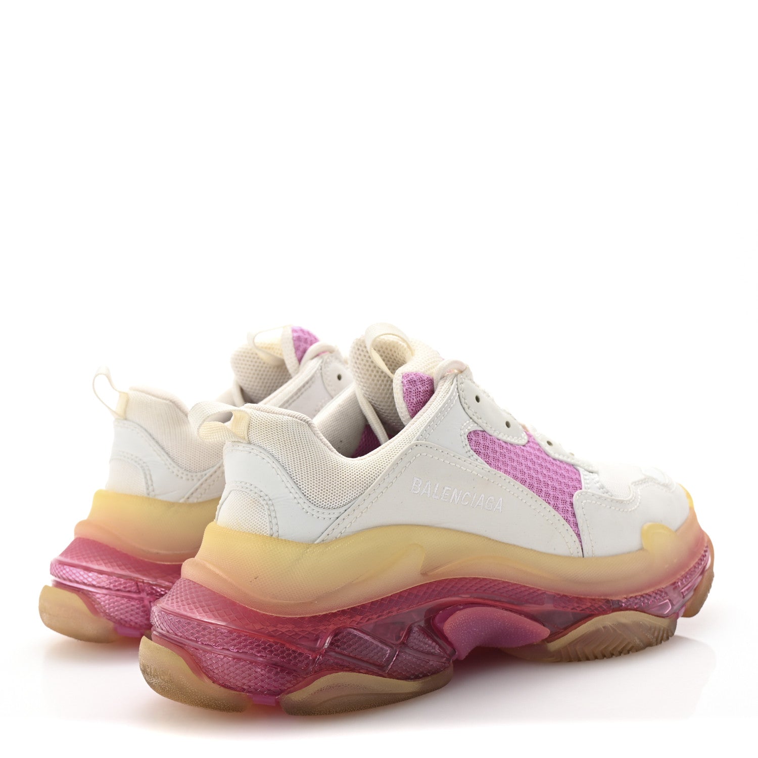 Balenciaga Fabric Mesh Clear Sole Womens Triple S Sneakers 40 White Pink 5 of 10