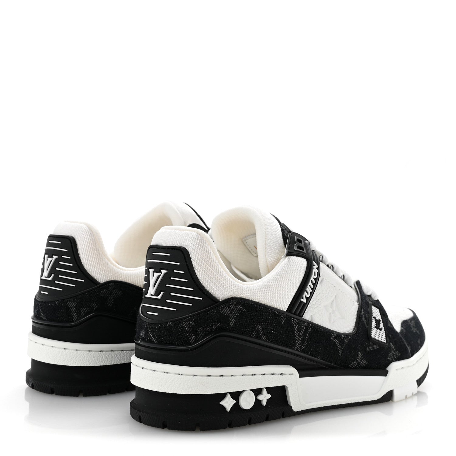 Louis Vuitton Calfskin Monogram Denim Womens LV Trainer Sneakers 39 Black 5 of 8