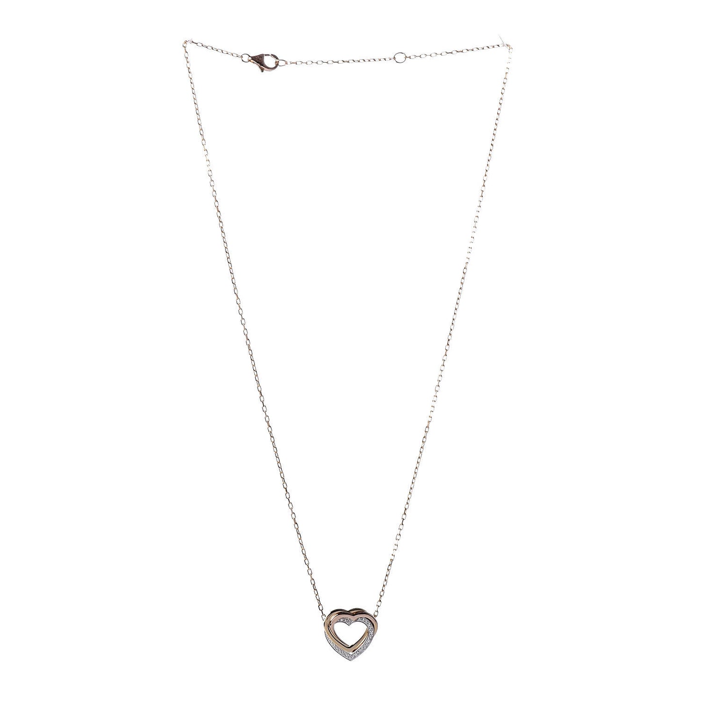 18K Pink Yellow White Gold Diamond Trinity Heart Pendant Necklace