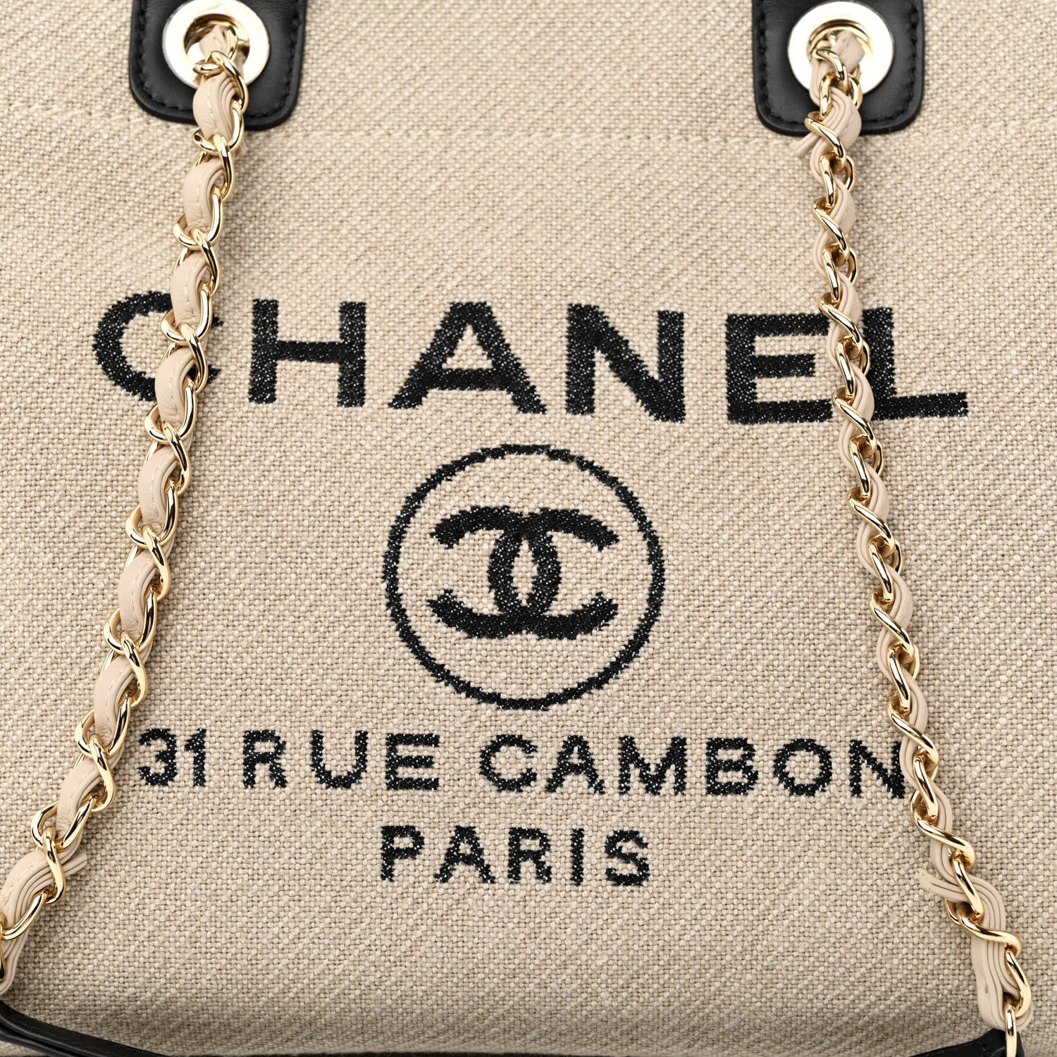 Chanel Mixed Fibers Medium Deauville Tote Beige Black 10 of 12