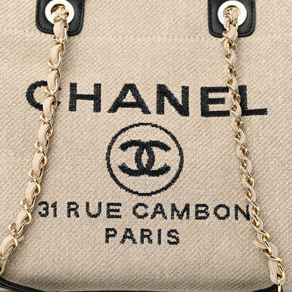 Chanel Mixed Fibers Medium Deauville Tote Beige Black 10 of 12