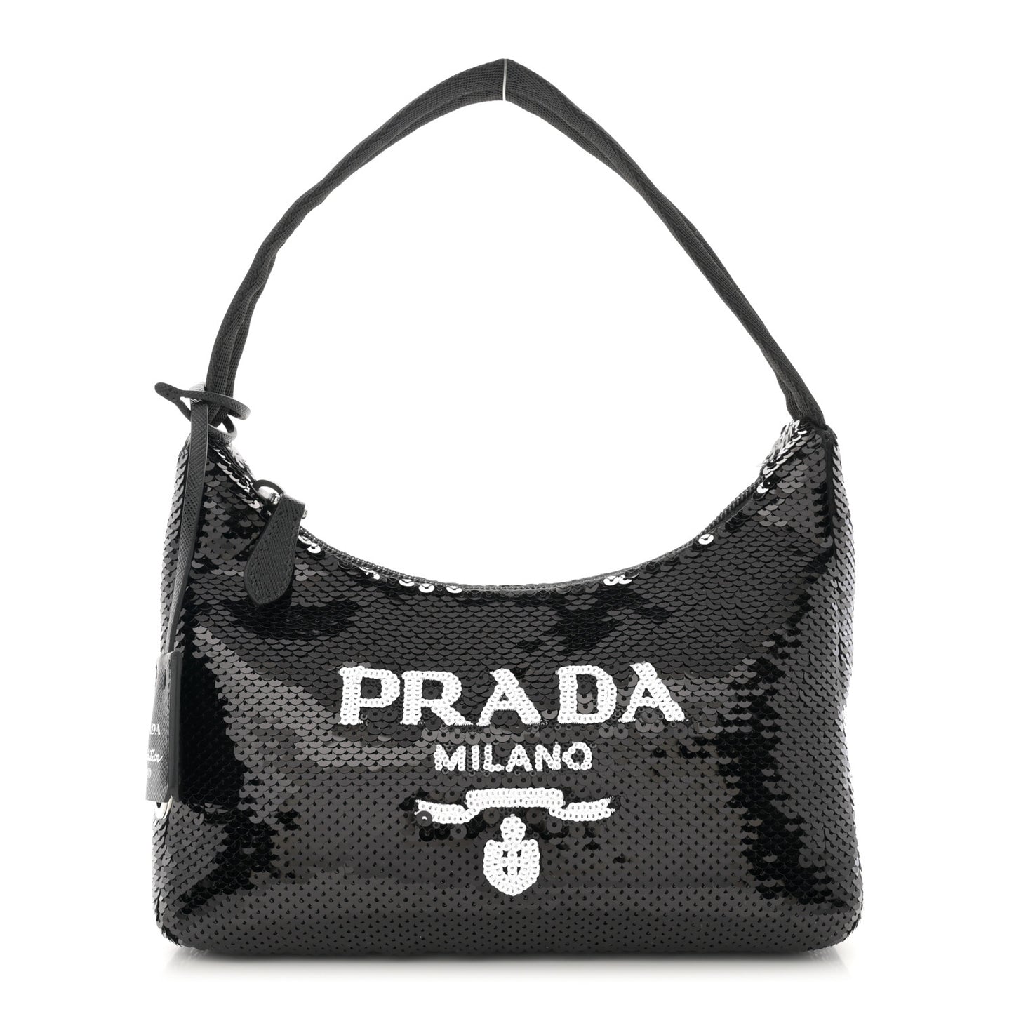 Paillettes Sequin Mini Re-Edition 2000 Bag Black White