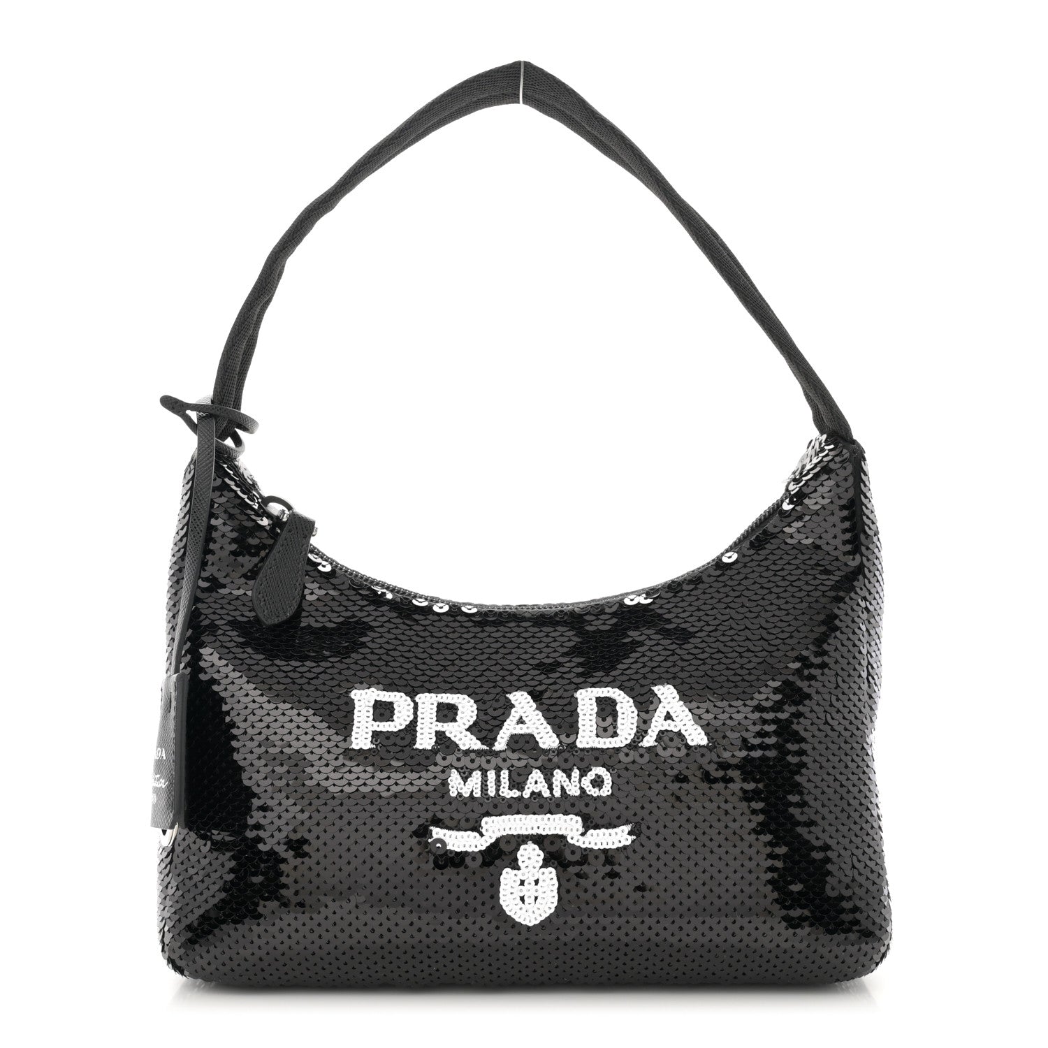 Prada Paillettes Sequin Mini Re-Edition 2000 Bag Black White 1 of 10