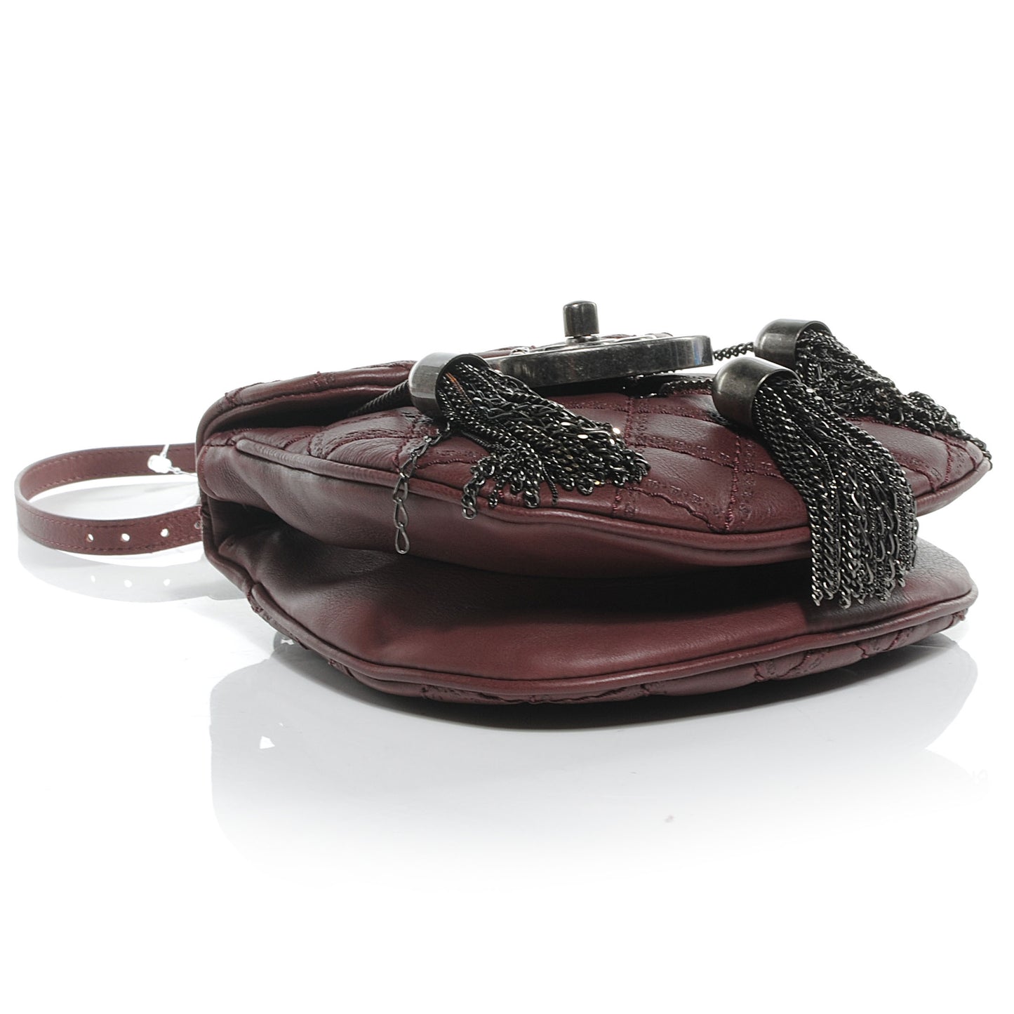 Calfskin Coco Sporran Small Tassel Flap Burgundy