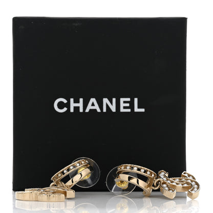 Chanel Crystal Pearl CC Hoop Drop Earrings Gold 5 of 5