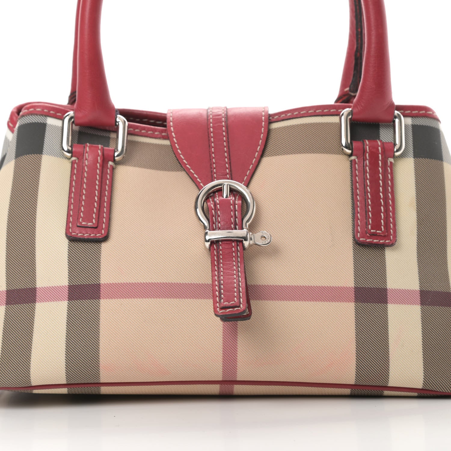 Burberry House Check Top Handle Bag Red 8 of 19