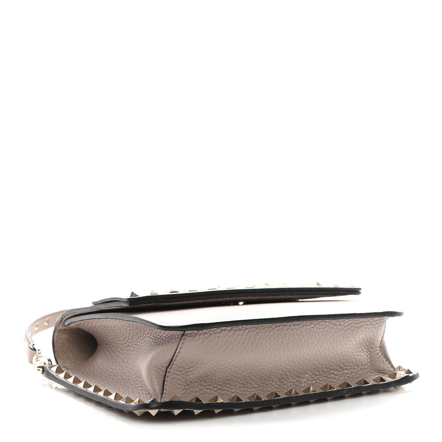 Pebbled Calfskin Rockstud Side Slip Crossbody Poudre