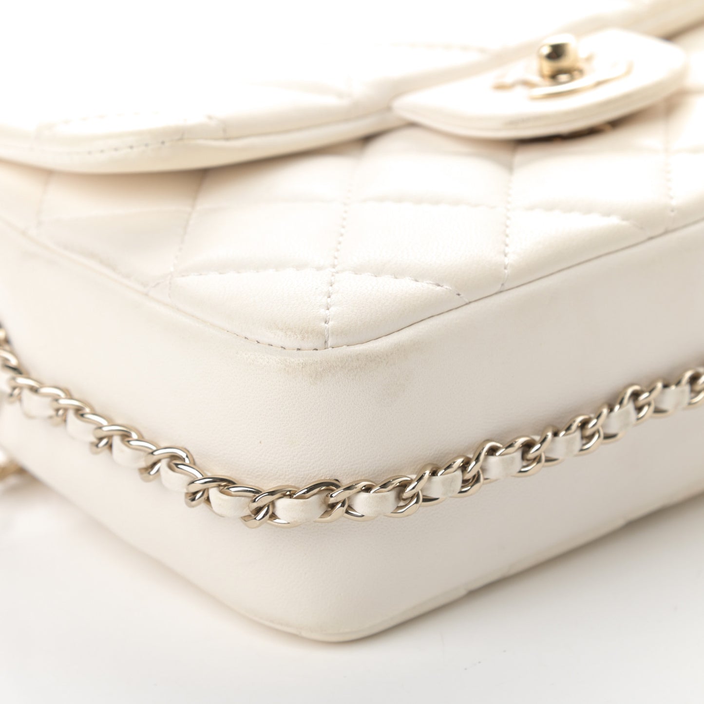 Lambskin Quilted Small My Precious Flap White
