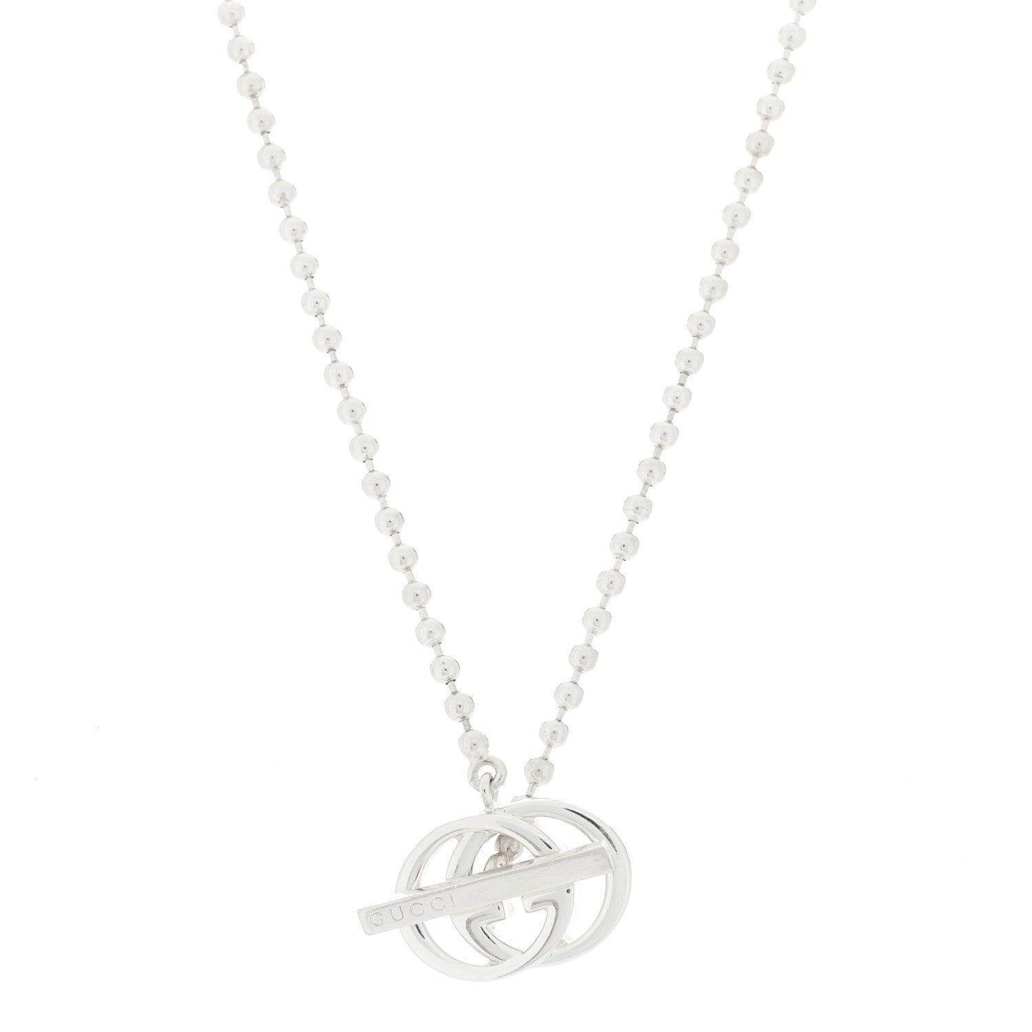 Gucci Sterling Silver Interlocking G Brit Toggle Necklace 1 of 4
