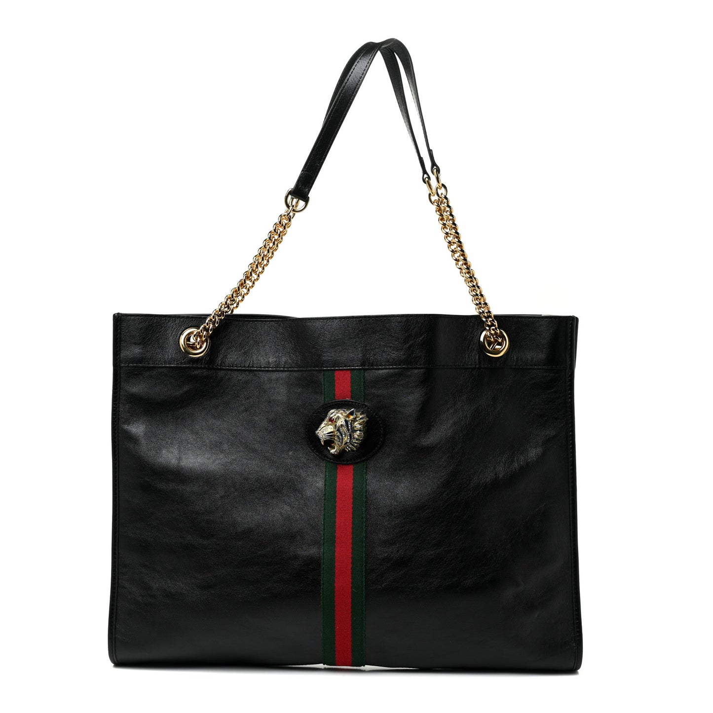 Calfskin Large Rajah Chain Tote Black