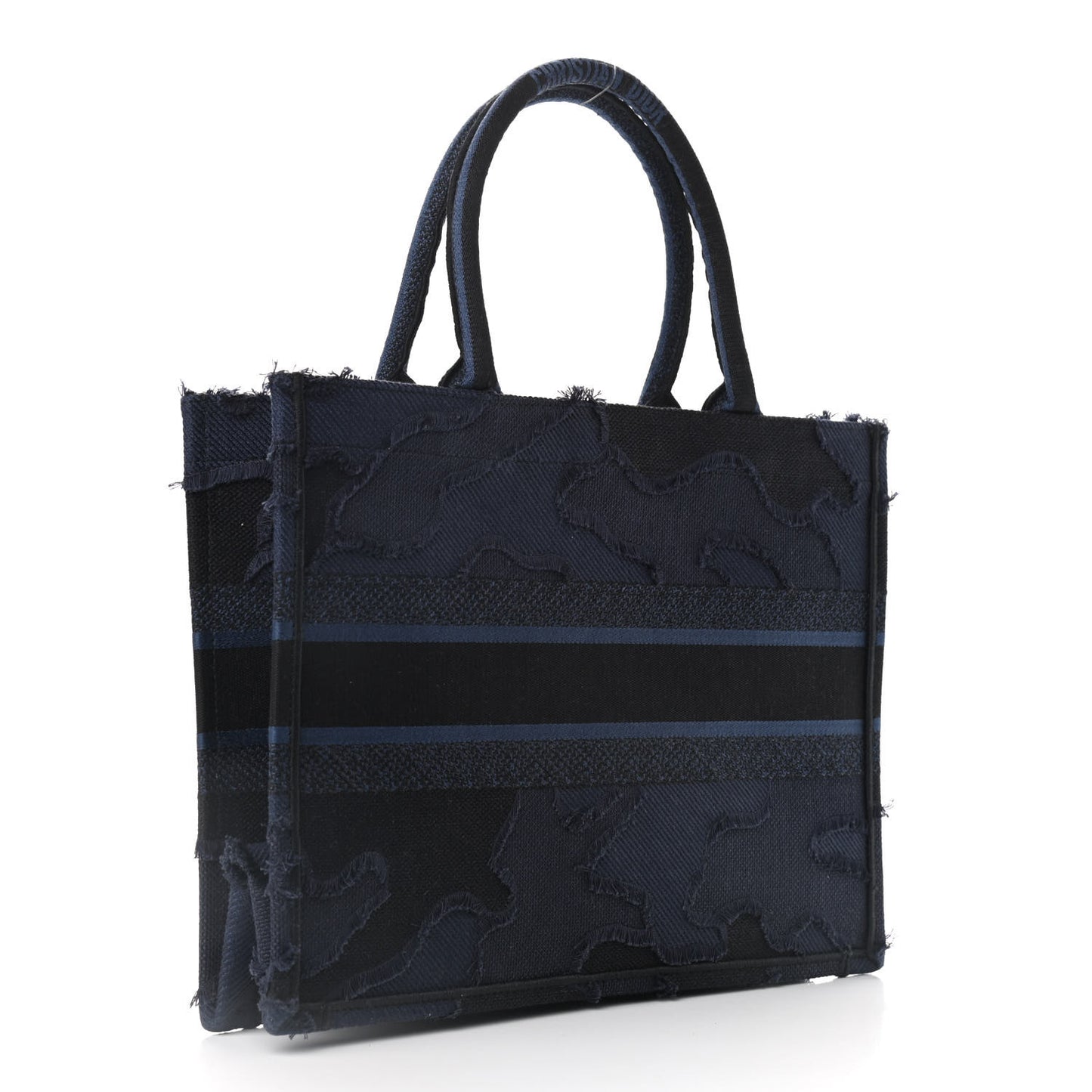 Canvas Embroidered Camouflage Book Tote Blue