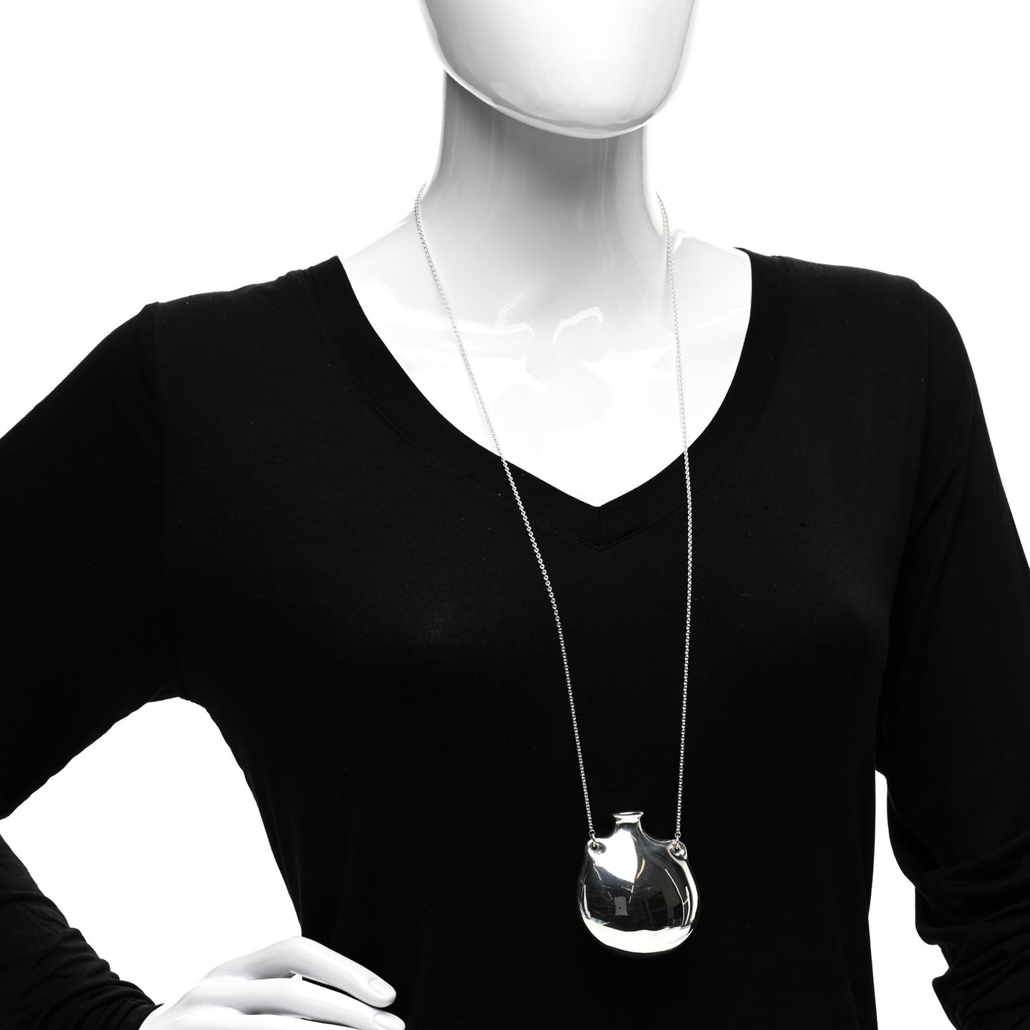 Sterling Silver Extra Large Elsa Peretti Bottle Pendant Necklace