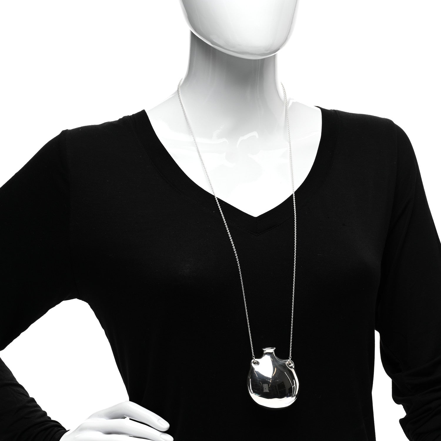 Tiffany Sterling Silver Extra Large Elsa Peretti Bottle Pendant Necklace 2 of 4