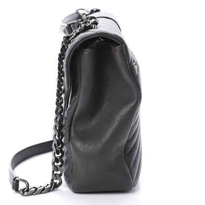 Saint Laurent Sheepskin Matelasse Chevron Monogram Large College Satchel Light Coal 17 of 20