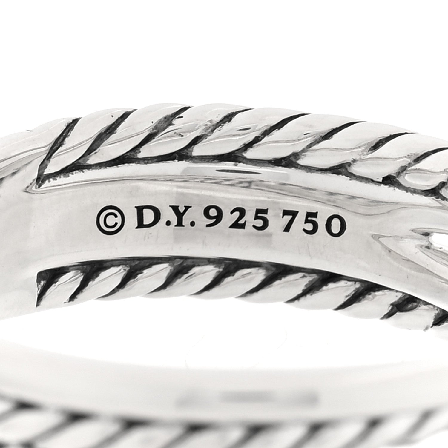 David Yurman Sterling Silver 18K Yellow Gold 6mm X Crossover Ring 58 8.5 4 of 4