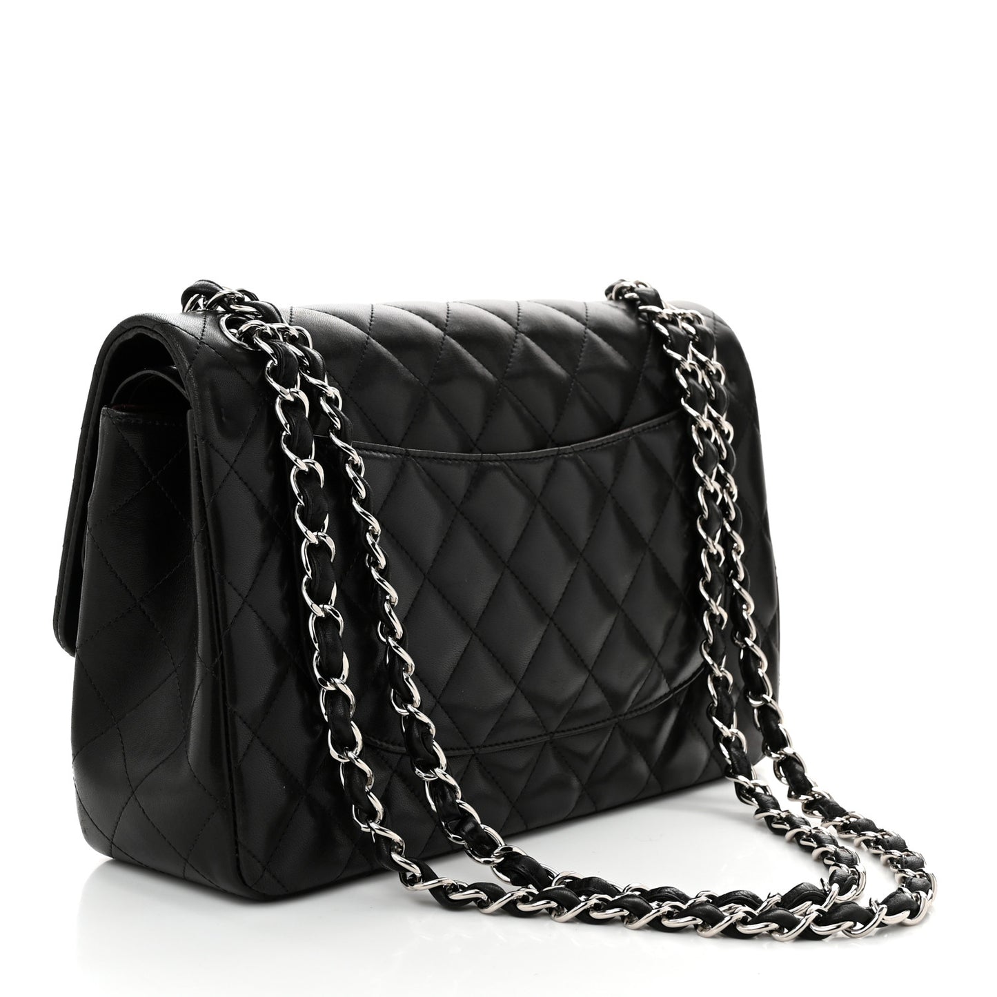 Lambskin Quilted Jumbo Double Flap Black