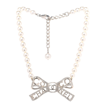 Chanel Pearl Crystal CC Bow-tiful Necklace Gold 2 of 4