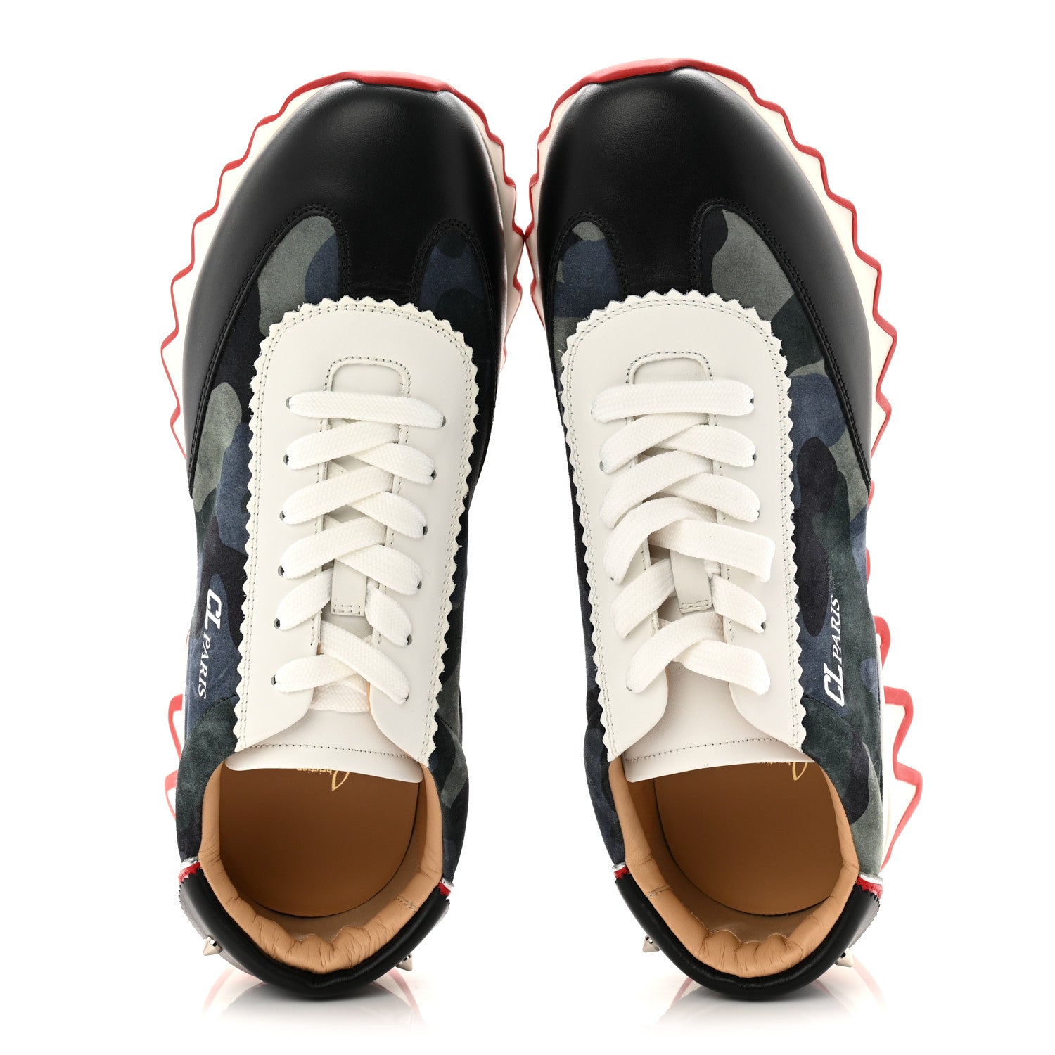Christian Louboutin Calfskin Suede Camouflage Womens Loubishark Sneakers 41 Multicolor 5 of 9