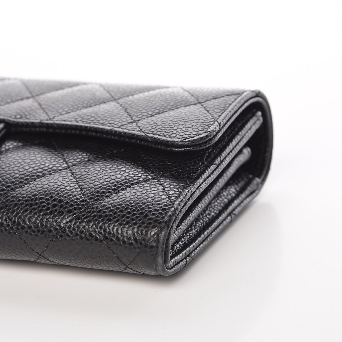 Caviar Quilted Large Flap Wallet Black
