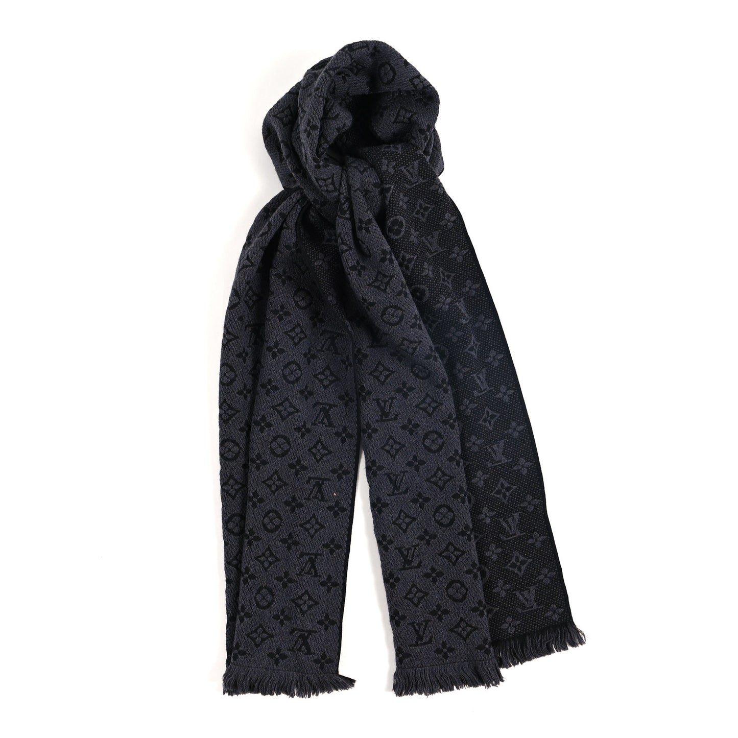 Wool Monogram Classic Scarf Charcoal Grey