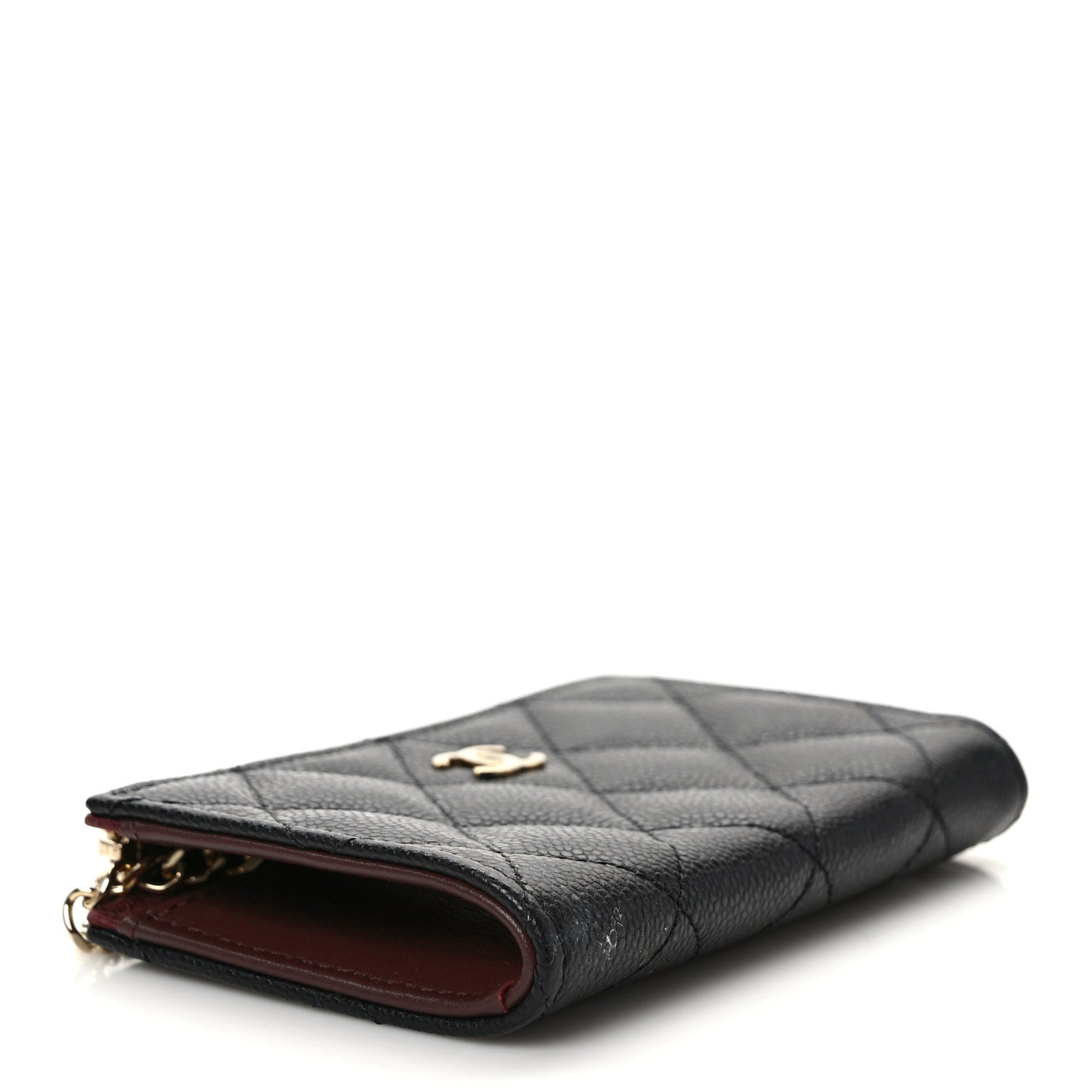 Caviar Quilted Zipped Key Holder Case Black