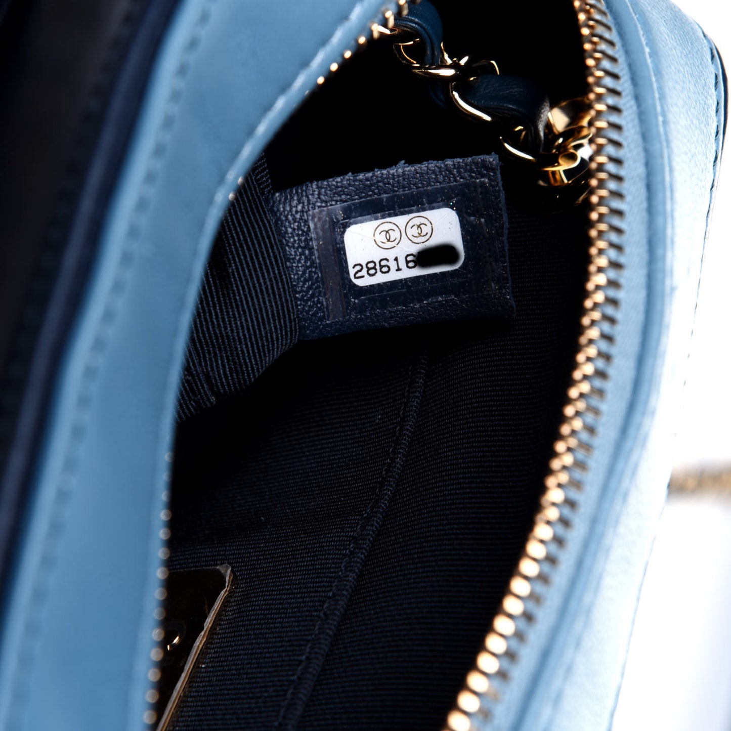 Lambskin Quilted Camera Case Blue