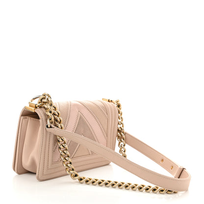Chanel Caviar Suede Calfskin Chevron Quilted Small Boy Flap Light Pink 2 of 11