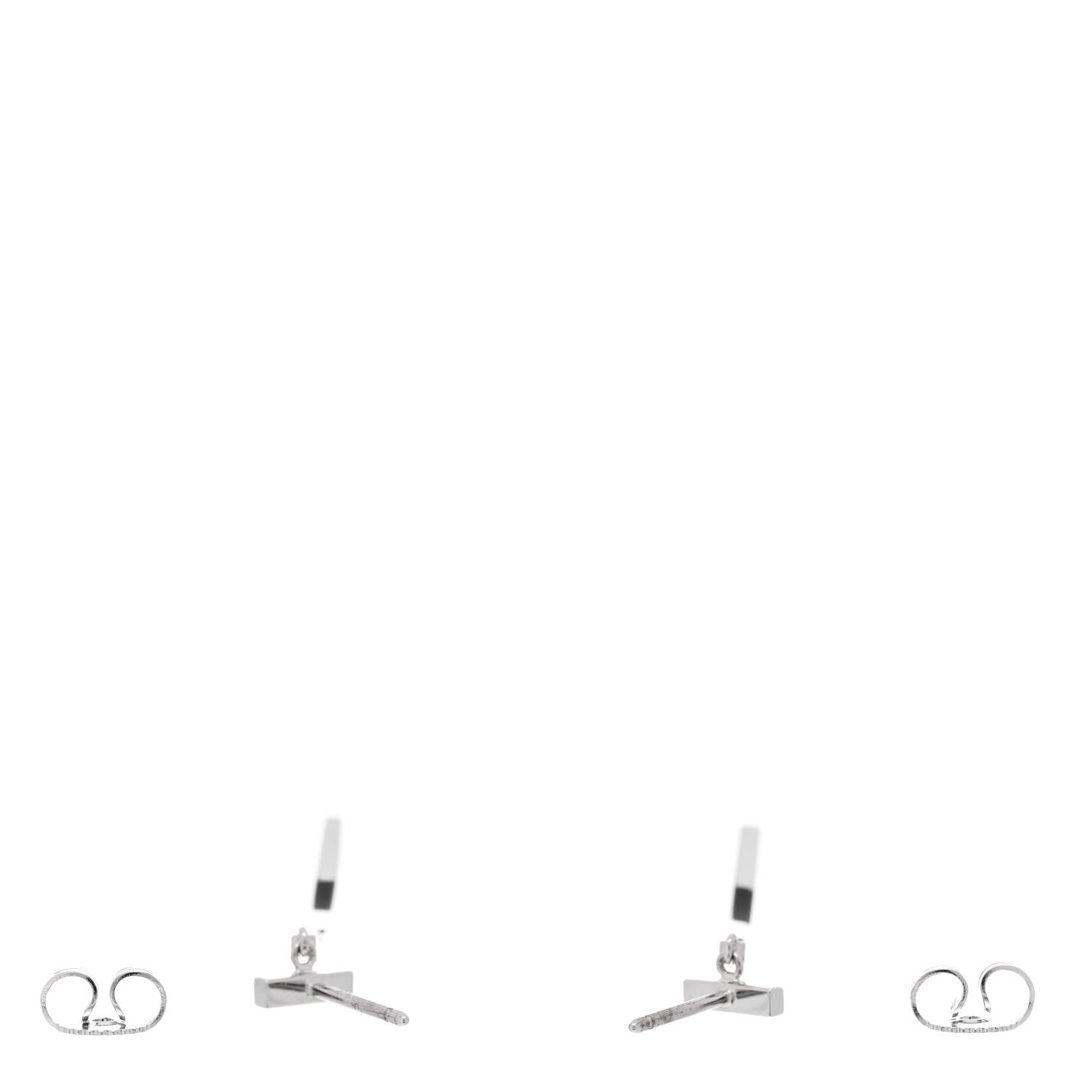 Tiffany 18K White Gold T Bar Earrings 3 of 6