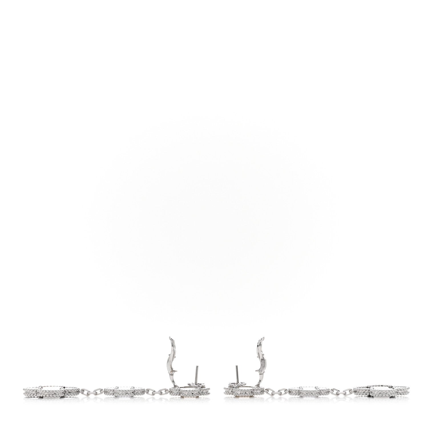 Van Cleef & Arpels 18K White Gold Mother of Pearl Chalcedony 3 Motifs Magic Alhambra Earrings 3 of 5