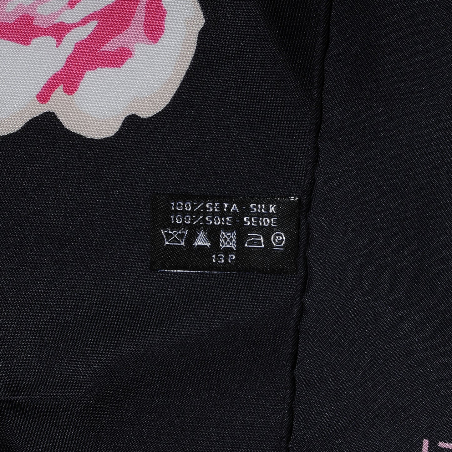 Silk Camellia Flower Scarf Black