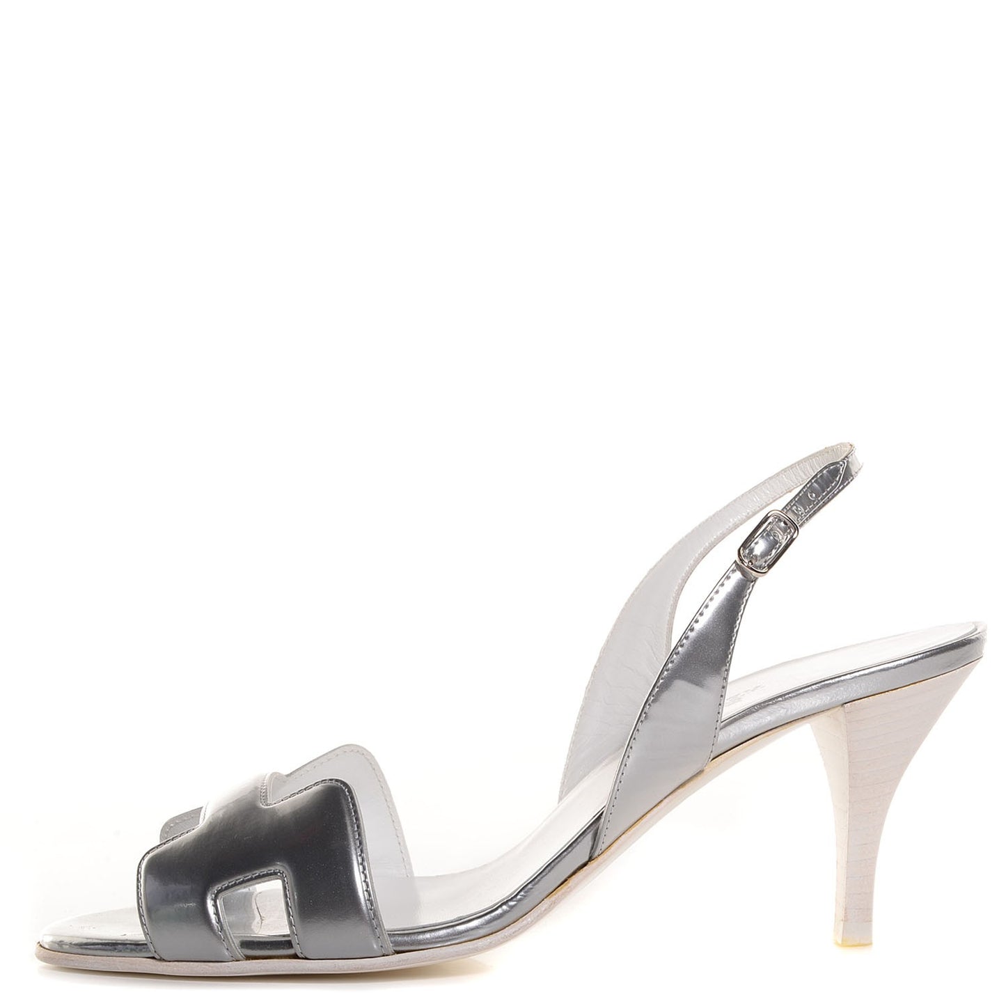 Laminated Calfskin Night 70 Slingback Sandals 37 Silver