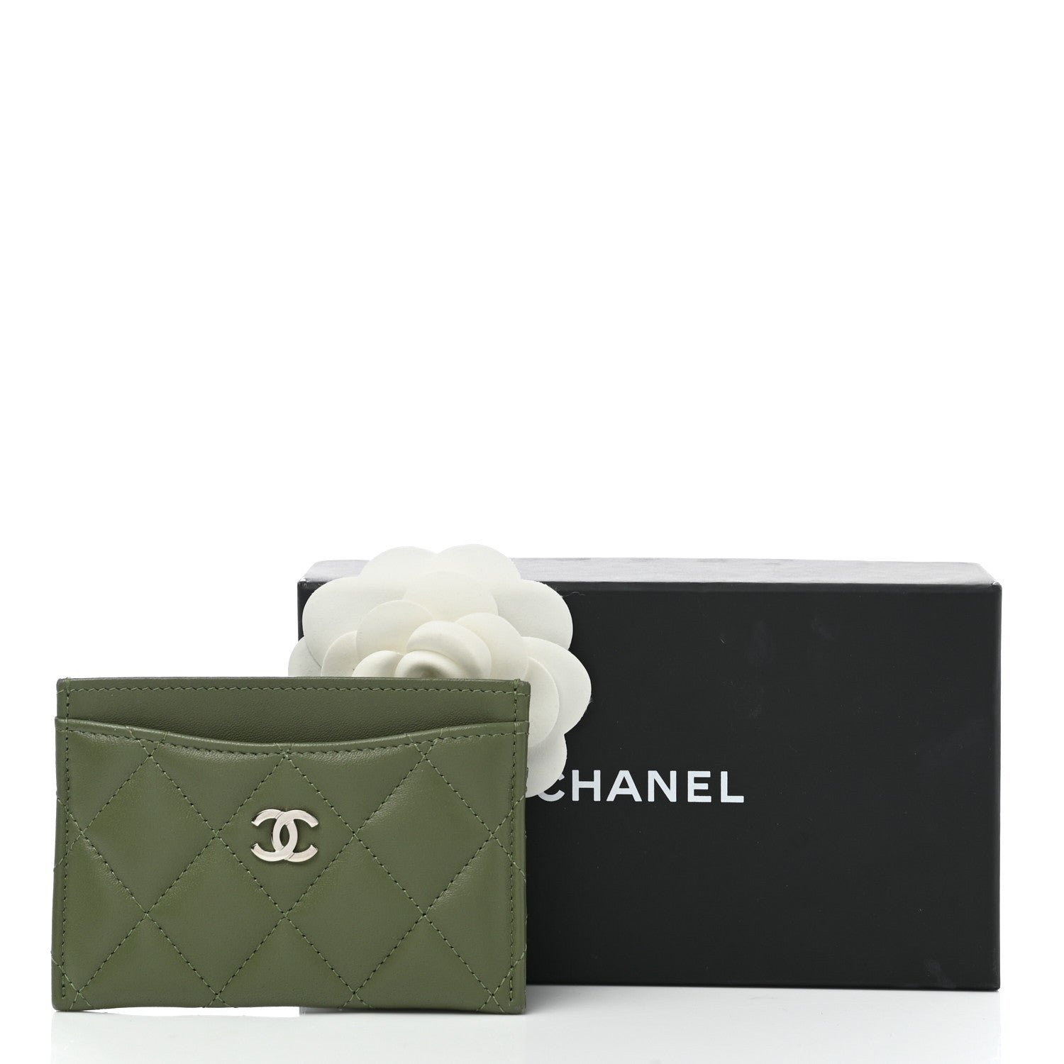 Chanel Lambskin Quilted Card Holder Green 4 of 9