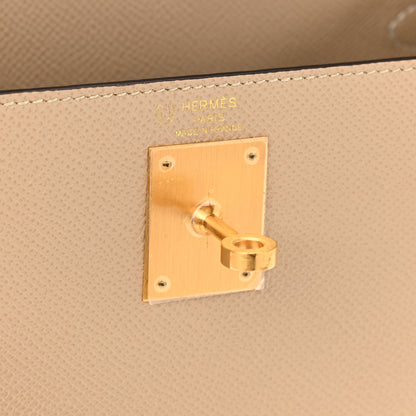 Hermes Epsom Bi-Color Horseshoe Kelly Sellier 28 Trench Craie 6 of 11