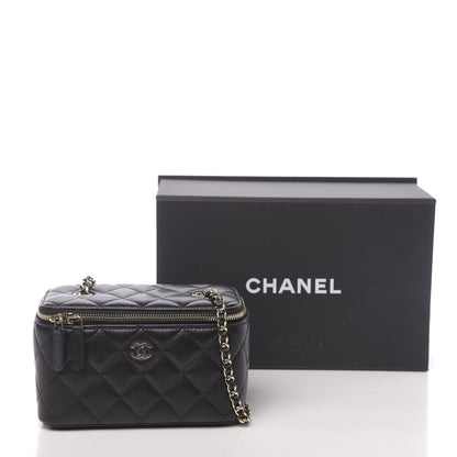 Chanel Lambskin Quilted Small Vanity Case With Chain Black 11 of 11