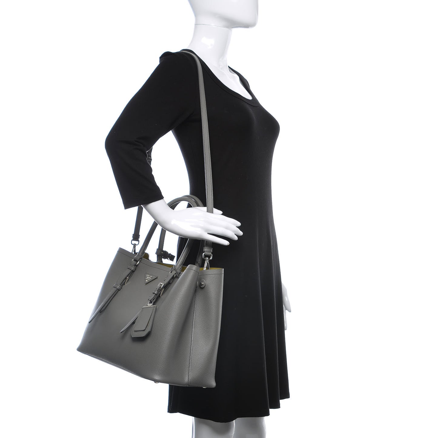 Saffiano Cuir Medium Double Handle Tote Marmo Salvia