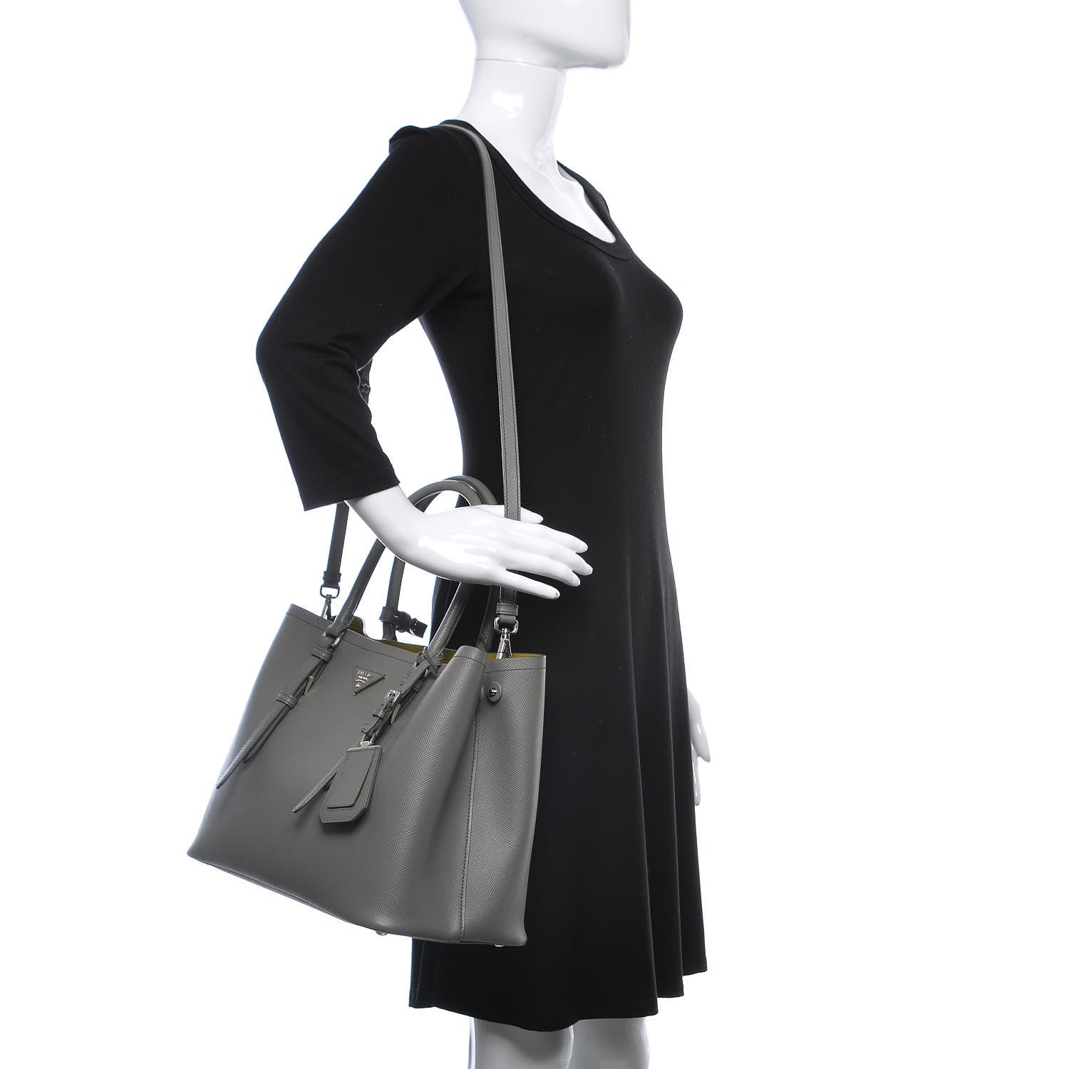 Prada Saffiano Cuir Medium Double Handle Tote Marmo Salvia 2 of 11
