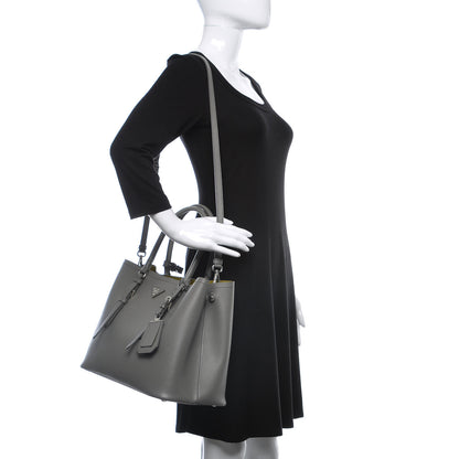 Prada Saffiano Cuir Medium Double Handle Tote Marmo Salvia 2 of 11
