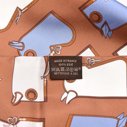 Hermes Silk Camails Maxi Twilly Tabac Bleu Blanc 5 of 6