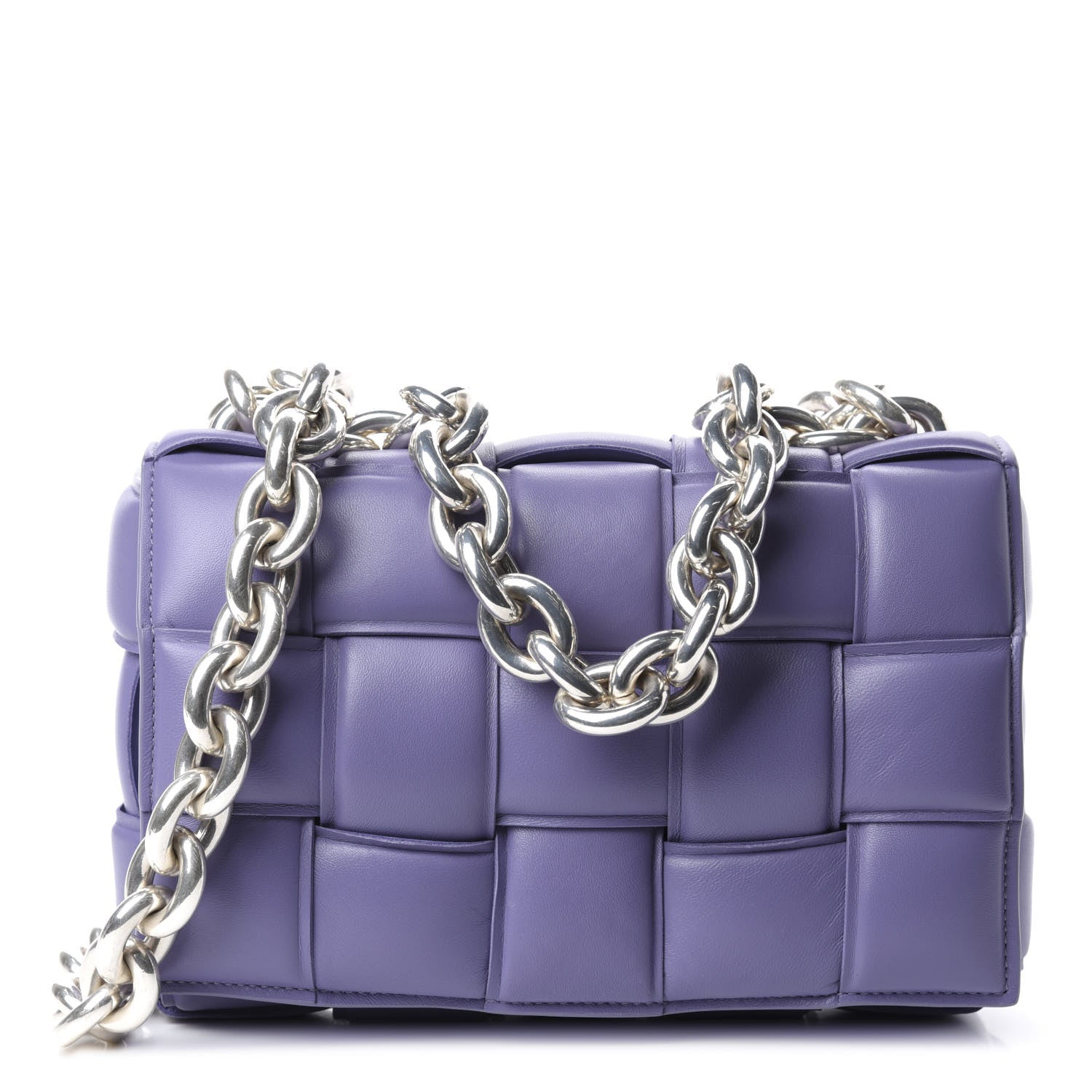 Bottega Veneta Lambskin Maxi Intreccio Padded Chain Cassette Crossbody Bag Lavender 1 of 9