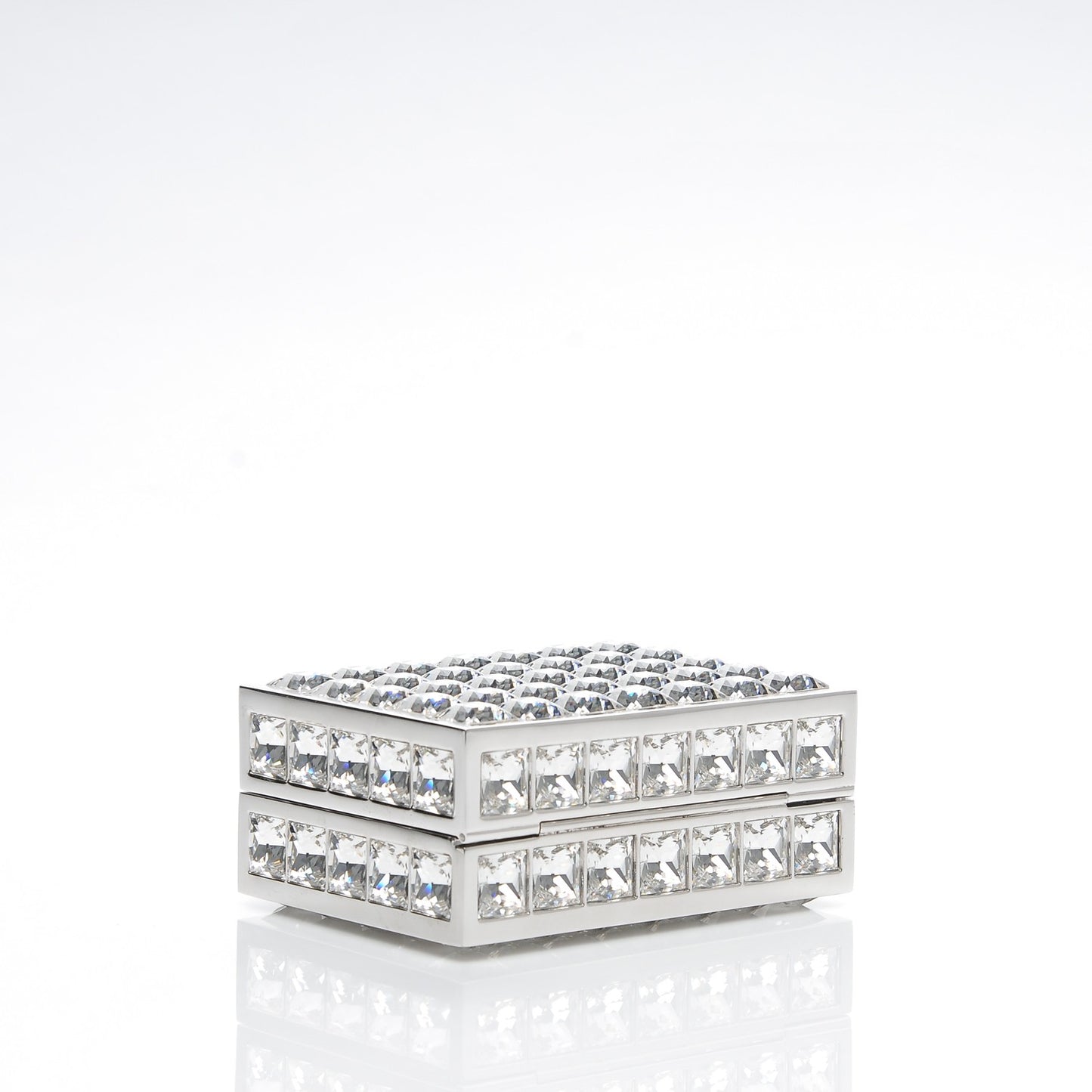 Crystal Box Clutch Silver