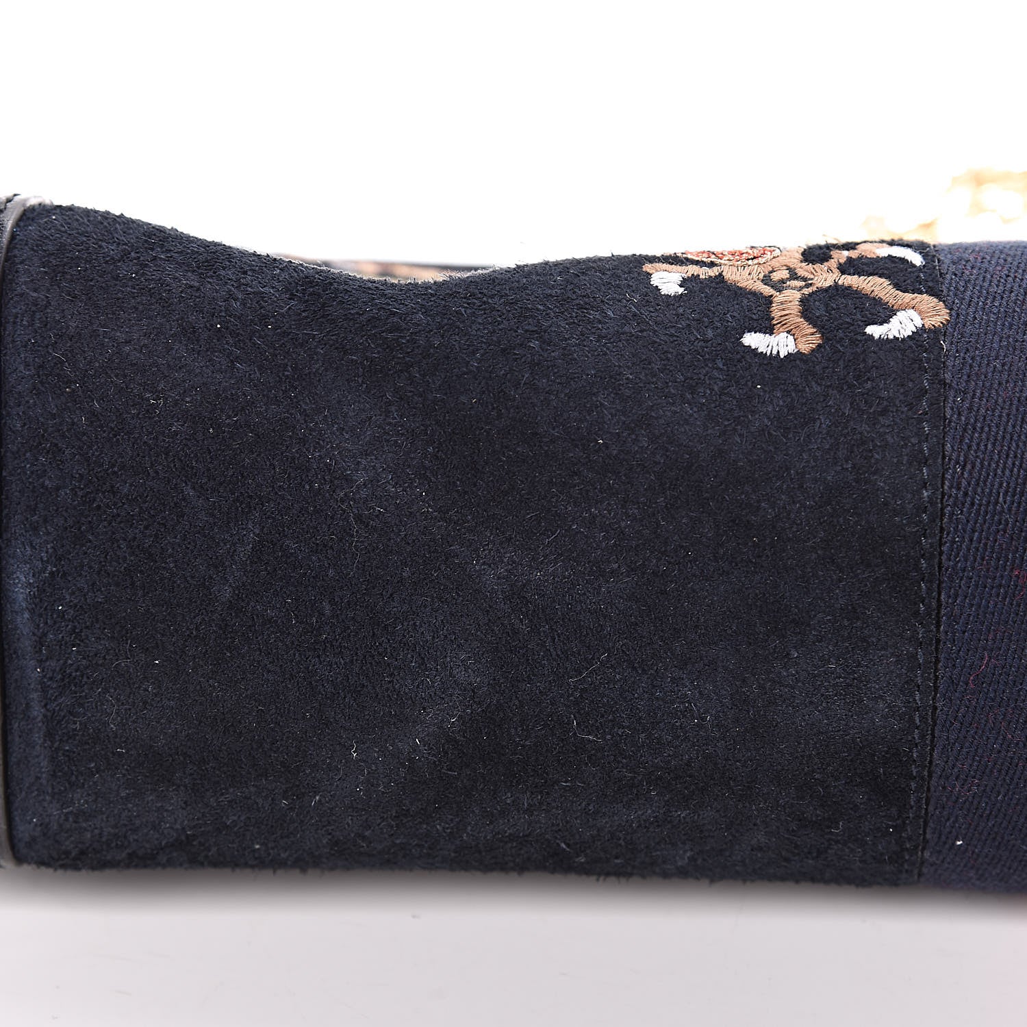 Gucci Suede Patent Web Dragon Embroidered Medium Ophidia Chain Shoulder Bag Blue Multicolor Black 19 of 22