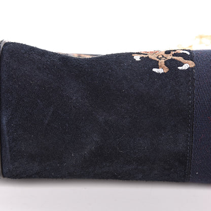 Gucci Suede Patent Web Dragon Embroidered Medium Ophidia Chain Shoulder Bag Blue Multicolor Black 19 of 22