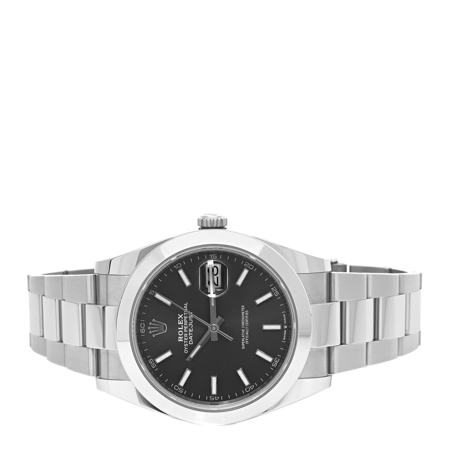 Stainless Steel 41mm Oyster Perpetual Datejust Watch Black 126300
