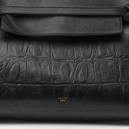 Celine Calfskin Crocodile Embossed Small Belt Bag Black 7 of 9