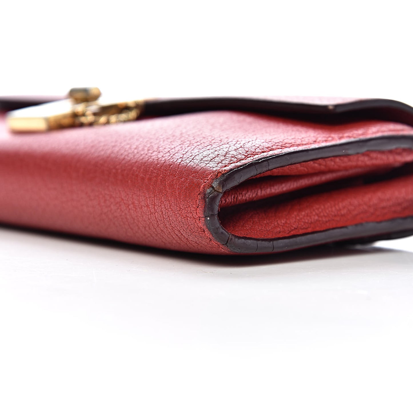 Grained Lambskin Drew Long Wallet with Flap Plaid Red