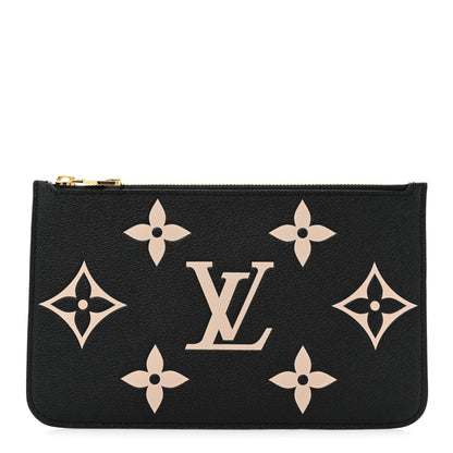 Louis Vuitton Empreinte Monogram Giant Neverfull MM Pochette Black Beige 1 of 8