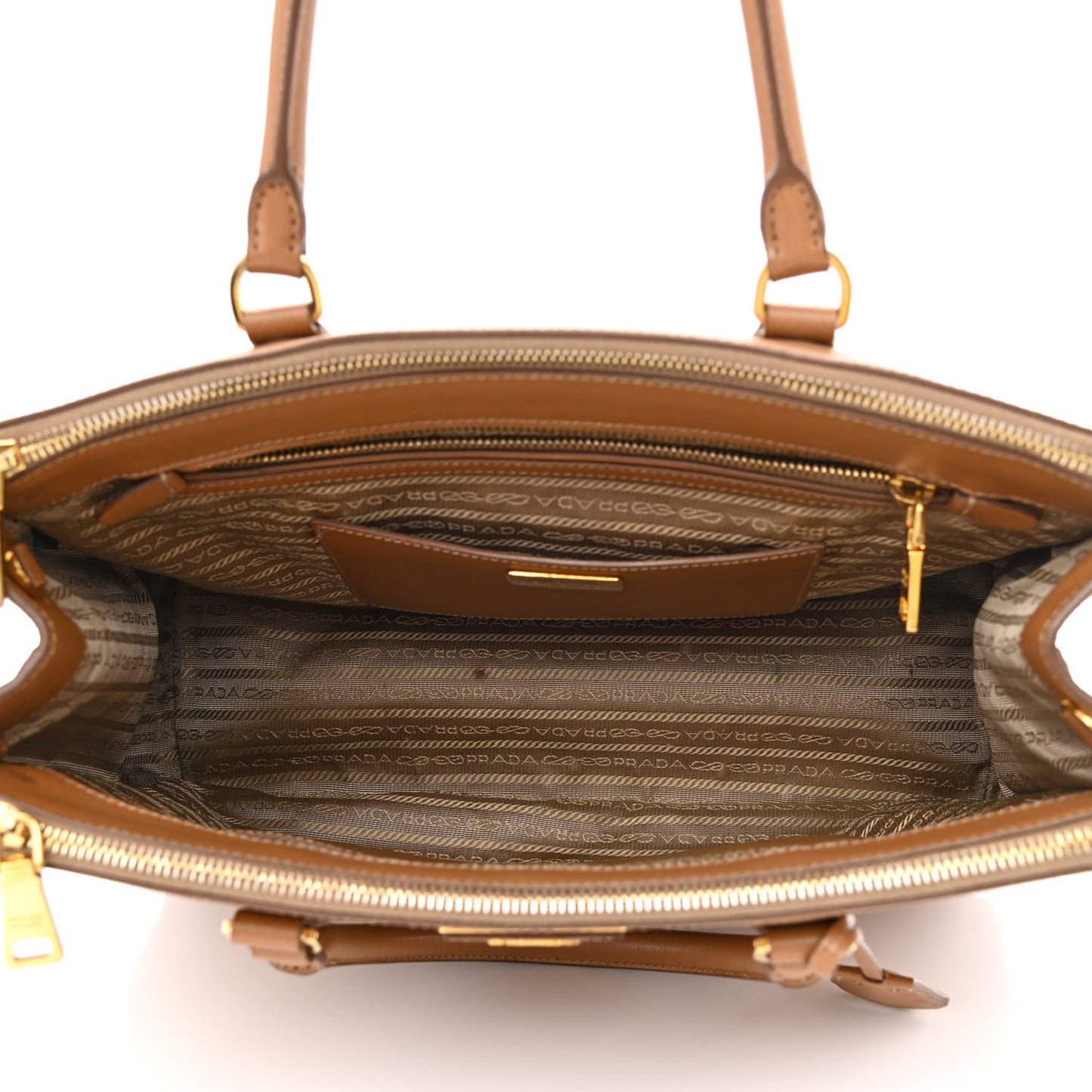 Saffiano Medium Galleria Double Zip Tote Caramel
