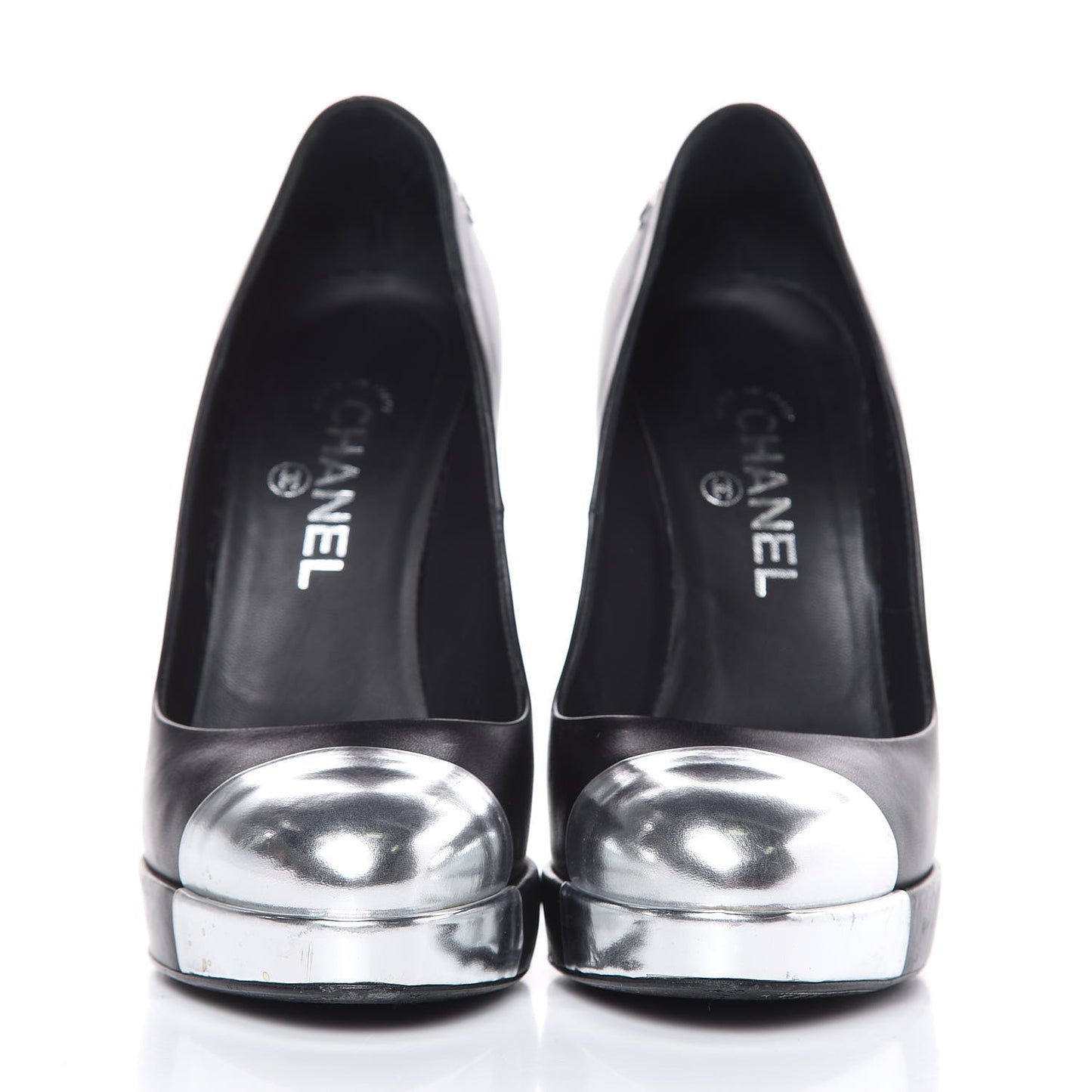Lambskin Metallic Cap Toe CC Pumps 39 Black